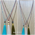mix color ceramic beads tassels necklaces pendant single layer 3color